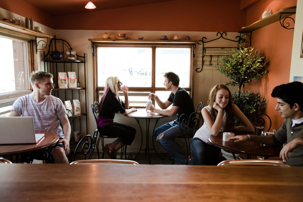 business with people sitting and talking