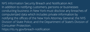 NYS Information Security Breach and Notification Act statement