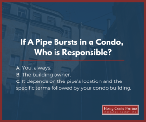common condo insurance questions answered, who is responsible if a pipe bursts in a condo?