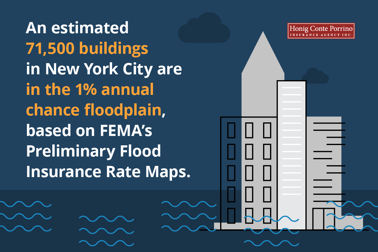 An estimated 71,500 buildings in New York City are in the 1 percent annual chance floodplain, based on FEMA’s Preliminary Flood Insurance Rate Maps.